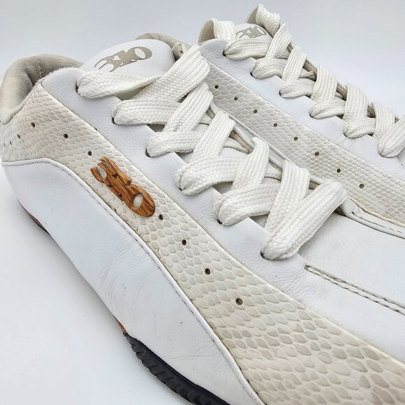 310 Motoring Monterey Model Sneaker White Leather White Snake Print Men's Size 9 - Picture 12 of 13